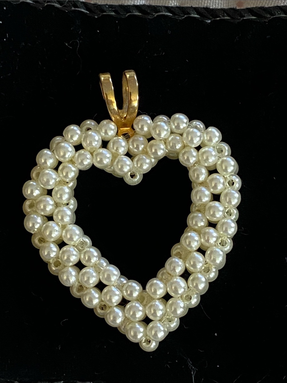 Pearl Heart Pendant Necklace - Ivory Pearl with Gold Bail
